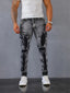 Stylish, Slim-fit Mens Trousers With An Irregular Floral Print Design