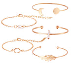 Set Of 5 Geometric Round Bracelets