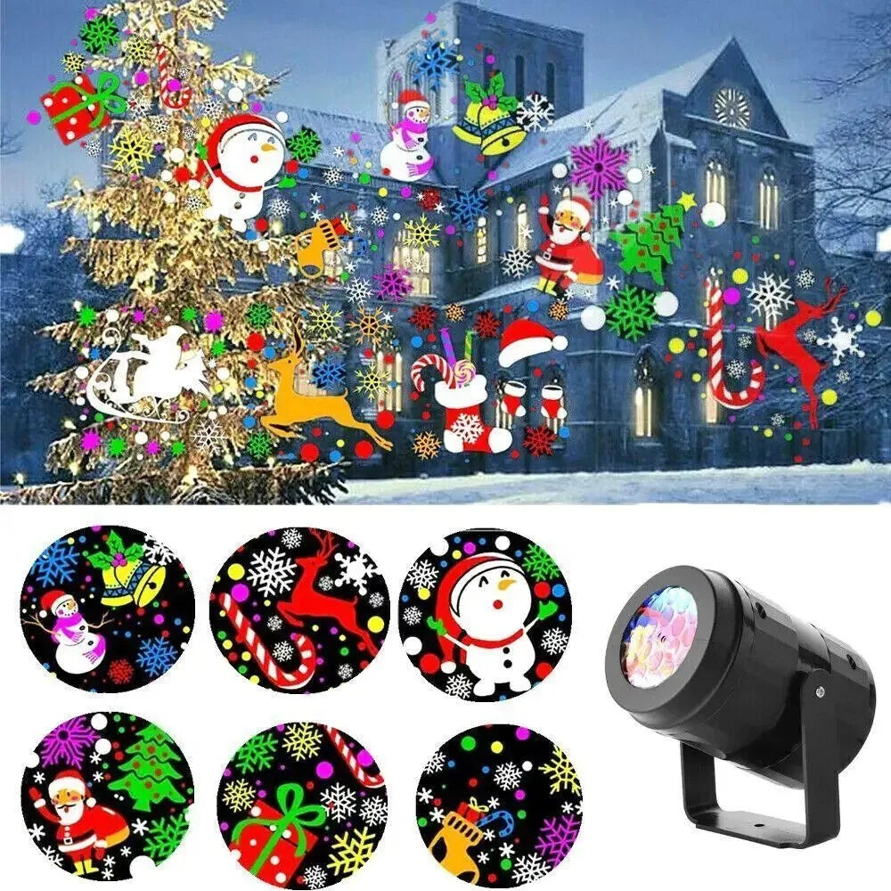 Christmas Party Lights Snowflake Projector Light Led Stage Light Rotating Xmas Pattern Outdoor Holiday Lighting Garden Christmas Decor Secondary image