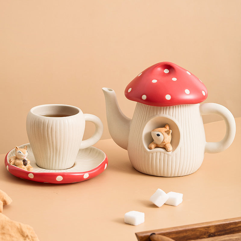 Mushroom Ceramic Tea Kettle Coffee Set