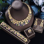 Exaggerated Necklace And Earring Wedding Set, Luxurious And Fashionable