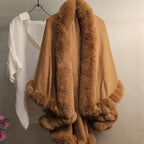 Thickened Knitted Cape With Furry Collar For FallWinter