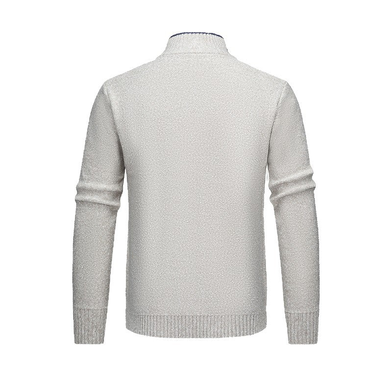 Solid Color Stand Collar Diamond Pattern Knit Casual Fashion Jacket Secondary image