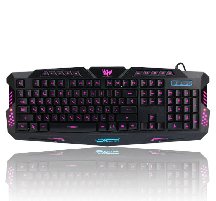 J10 tricolor backlight wired gaming keyboard set colorful luminous gaming mouse keyboard Russian keyboard Secondary image