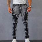 Stylish, Slim-fit Mens Trousers With An Irregular Floral Print Design
