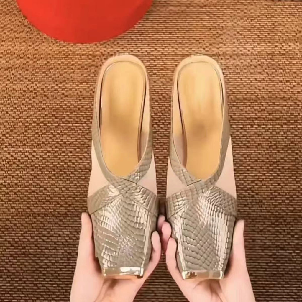 Women's Versatile Square-toe Mesh Sandals For Outdoor Wear