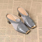 Women's Versatile Square-toe Mesh Sandals For Outdoor Wear
