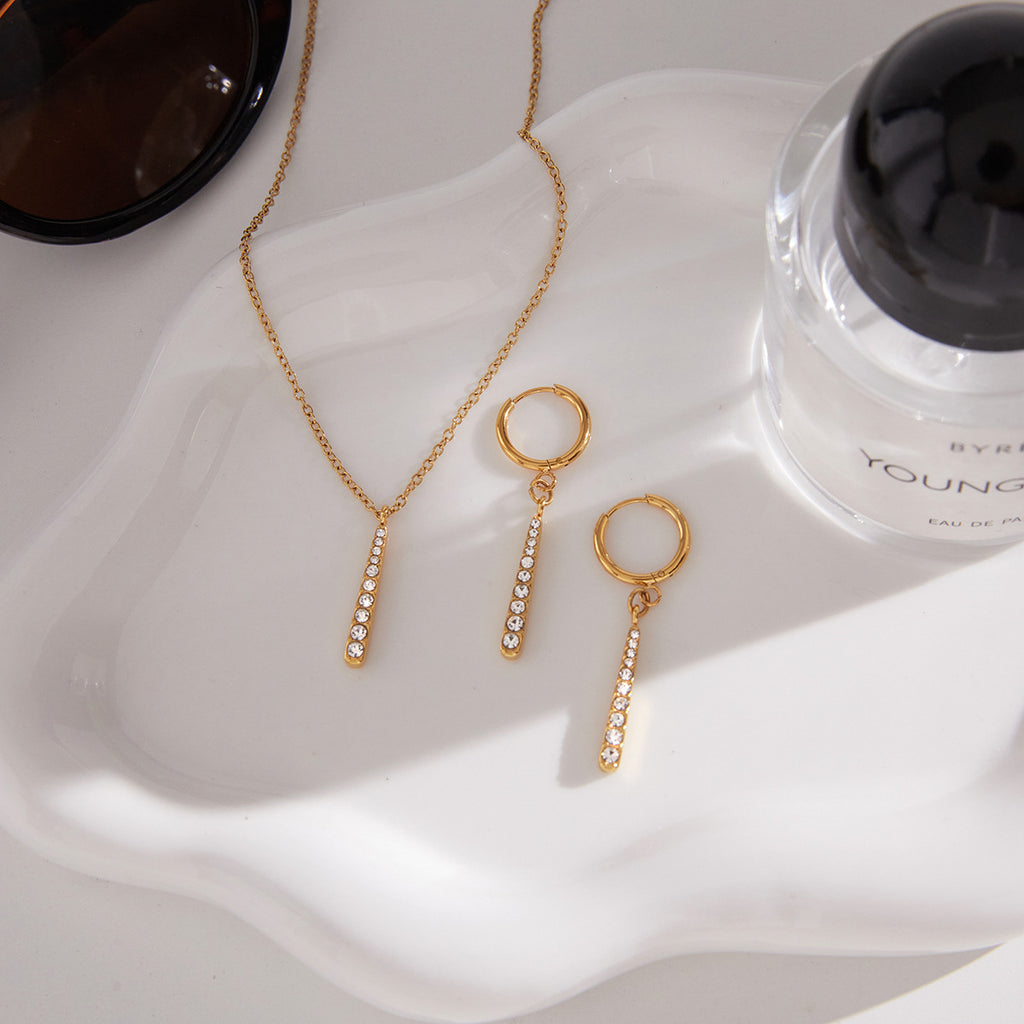 Titanium Steel Zircon Necklace Womens Jewelry Stainless Steel Earrings That Wont Fade