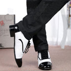 Latin Dance Shoes Men's Leather Black And White International Dancing Shoes