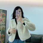 Women's Short Solid Color Eco-friendly Fur Jacket