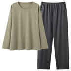 Mens 100 Cotton Pajama Set With Long-sleeve Top And Long Pants