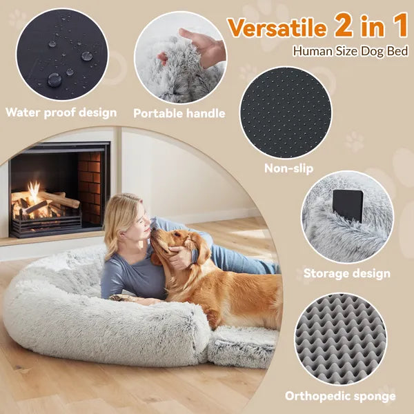 Human Dog Bed, 71"x43"x12" Dog Beds For Large Dogs, Foldable Plush Washable Dog Bed For People Doze Off, Orthopedic Dog Beds For Humans Size Fits You And Pets Secondary image
