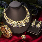 Exaggerated Necklace And Earring Wedding Set, Luxurious And Fashionable