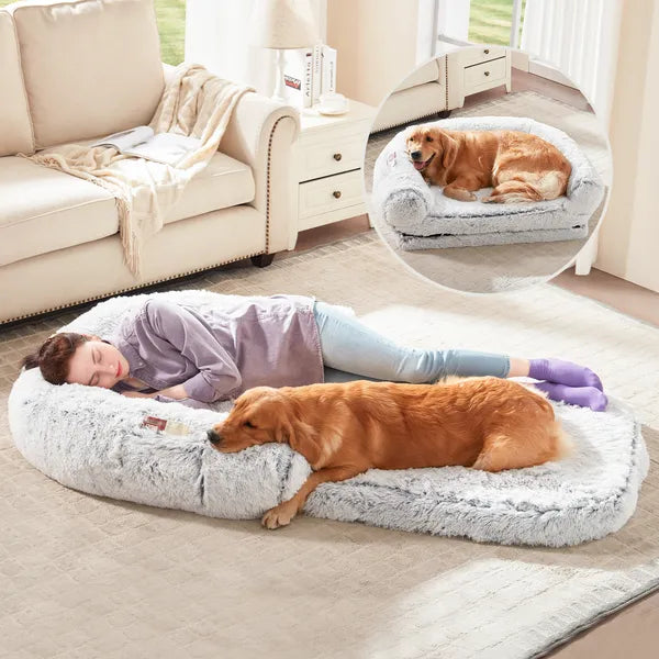 Human Dog Bed, 71"x43"x12" Dog Beds For Large Dogs, Foldable Plush Washable Dog Bed For People Doze Off, Orthopedic Dog Beds For Humans Size Fits You And Pets