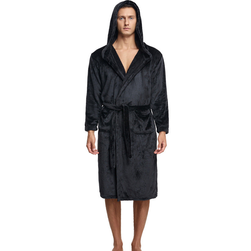 Couple Hooded Flannel Robes For Autumn And Winter Secondary image
