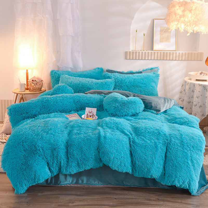 Luxury Thick Fleece Duvet Cover Queen King Winter Warm Bed Quilt Cover Pillowcase Fluffy Plush Shaggy Bedclothes Bedding Set Winter Body Keep Warm Secondary image