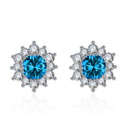 Elegant Full-diamond Snowflake Stud Earrings Pendant Necklace And Ring Jewelry Set