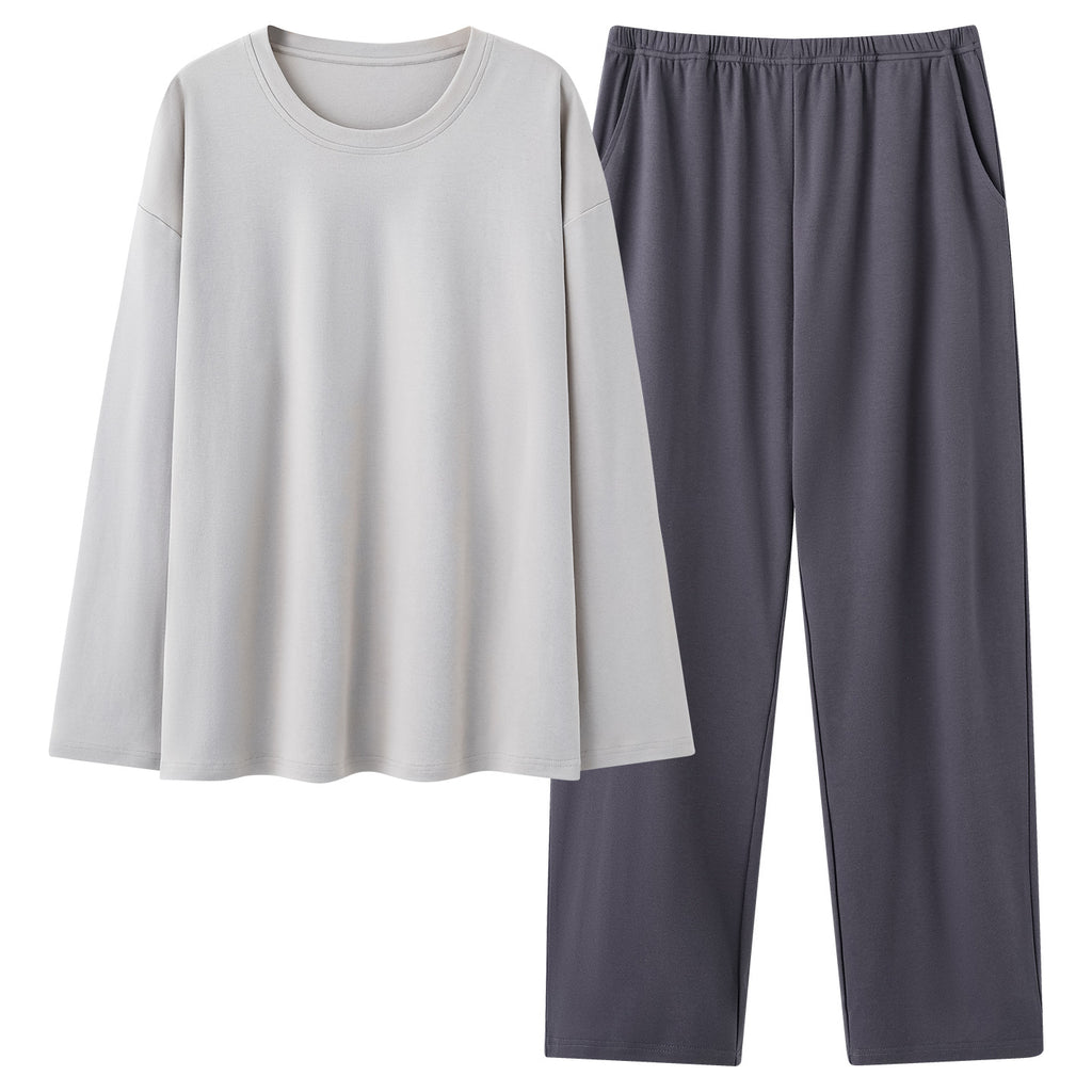 Mens 100 Cotton Pajama Set With Long-sleeve Top And Long Pants