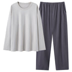 Mens 100 Cotton Pajama Set With Long-sleeve Top And Long Pants