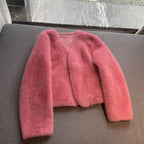 Women's Short Solid Color Eco-friendly Fur Jacket