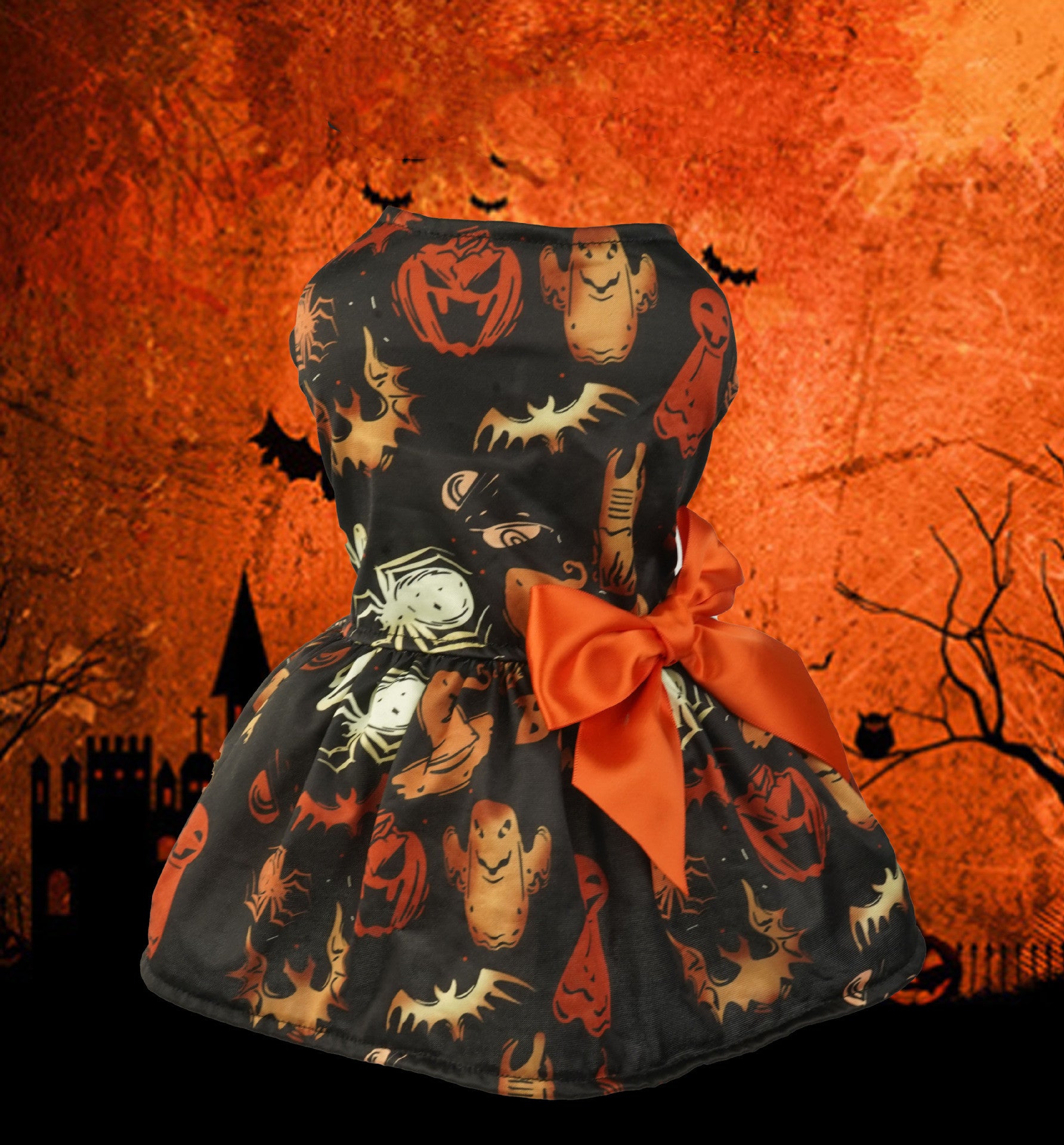 Halloween Small Dog Clothes Pet Dress Pumpkin Print Dress Chihuahua Yorkie Mesh Dress Pet Party Clothing Cat Dog Costume Secondary image