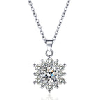 Elegant Full-diamond Snowflake Stud Earrings Pendant Necklace And Ring Jewelry Set