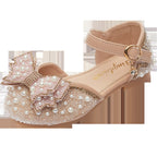 Summer Girls Pearl Bow Princess Shallow Mouth Pumps