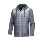 Stylish Warm Patchwork Leather Hooded Cotton Coat