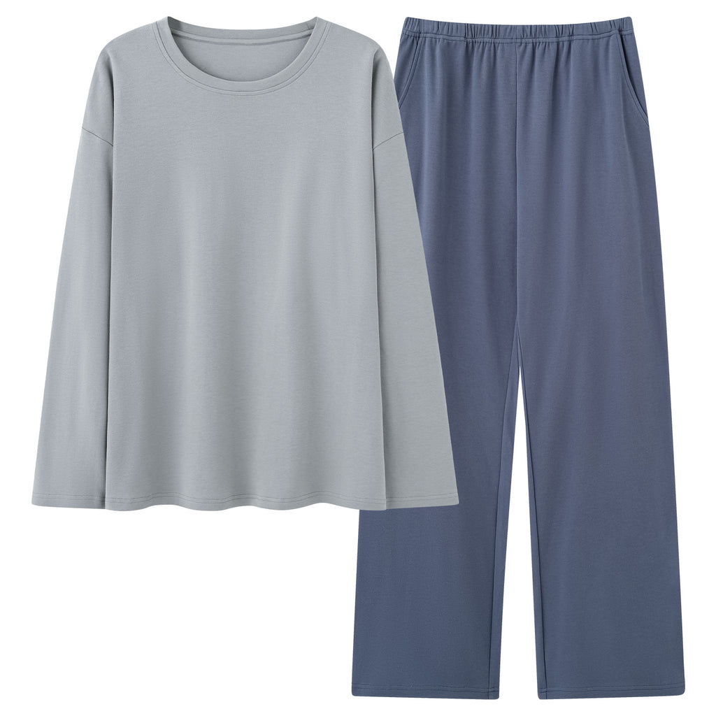 Mens 100 Cotton Pajama Set With Long-sleeve Top And Long Pants