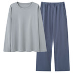 Mens 100 Cotton Pajama Set With Long-sleeve Top And Long Pants