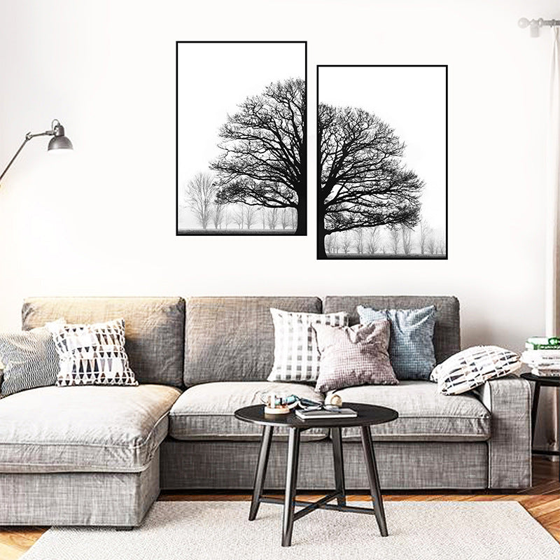 Black And White Winter Trees Modern Sofa Background Wall Decorative Painting Main image