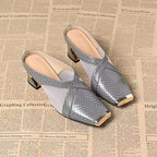 Women's Versatile Square-toe Mesh Sandals For Outdoor Wear