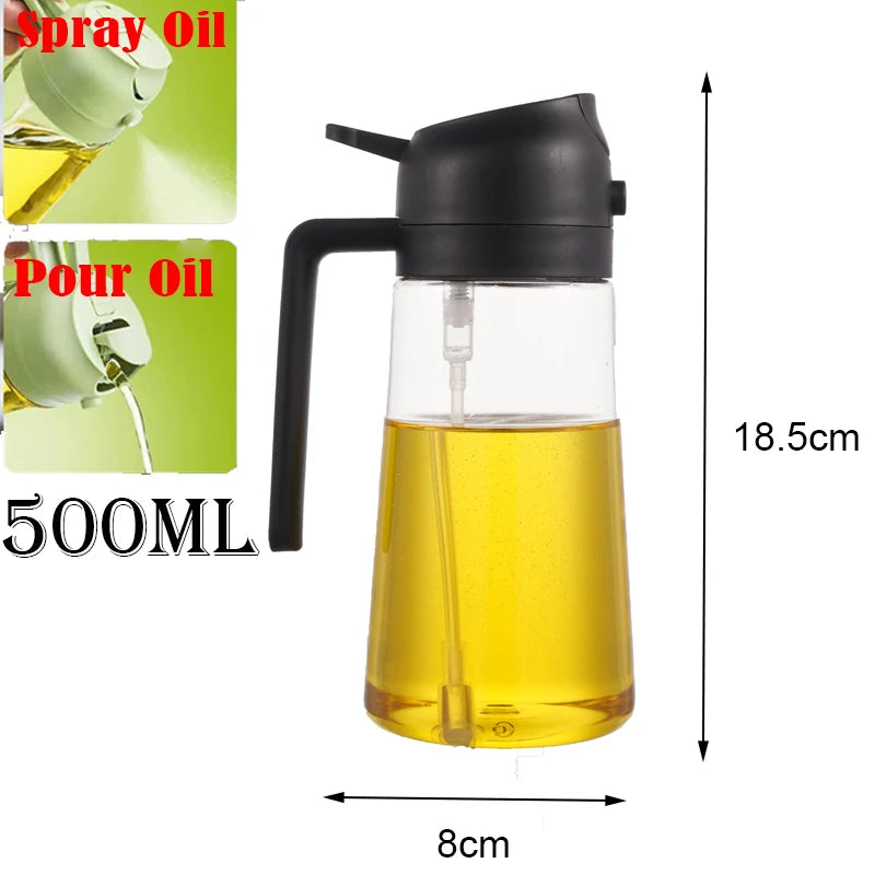 2in1 500ml Plastic Spray Oil Sprayer Bottle Spray Oil Dispenser Oil Jar Cruet BBQ Kitchen Baking Roasting Picnic Kitchen Tool Main image