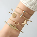 Set Of 5 Geometric Round Bracelets