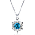 Elegant Full-diamond Snowflake Stud Earrings Pendant Necklace And Ring Jewelry Set