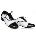 Latin Dance Shoes Men's Leather Black And White International Dancing Shoes