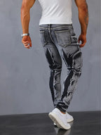 Stylish, Slim-fit Mens Trousers With An Irregular Floral Print Design