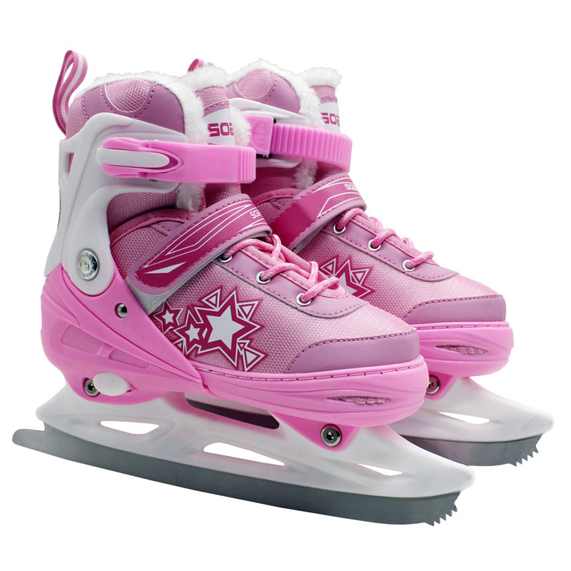 Children's Plush Insulated Adjustable Ice Skate Shoes