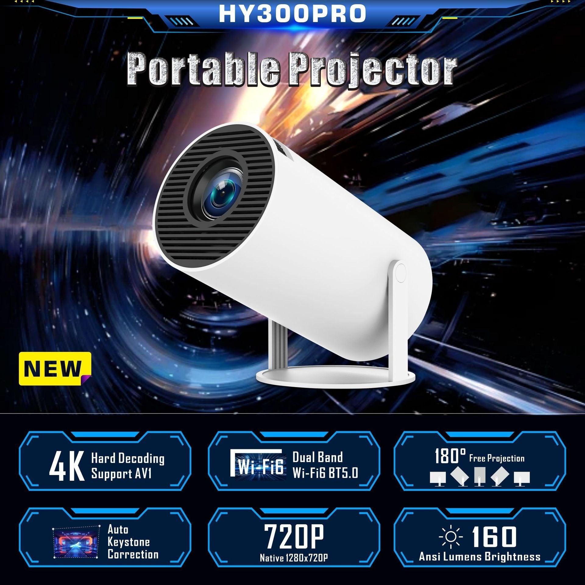 HY300 Pro Projector Home Theater Entertainment Portable Small Projector Main image