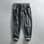 Mens Retro Washed Denim Blue Trousers