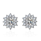 Elegant Full-diamond Snowflake Stud Earrings Pendant Necklace And Ring Jewelry Set
