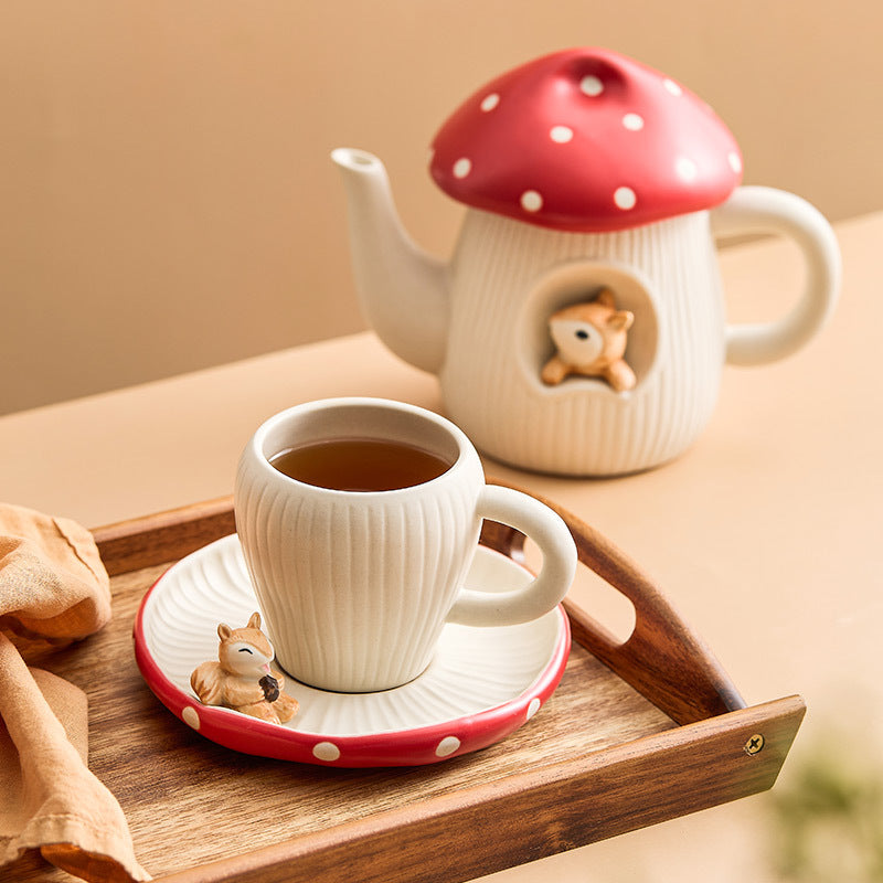 Mushroom Ceramic Tea Kettle Coffee Set Secondary image