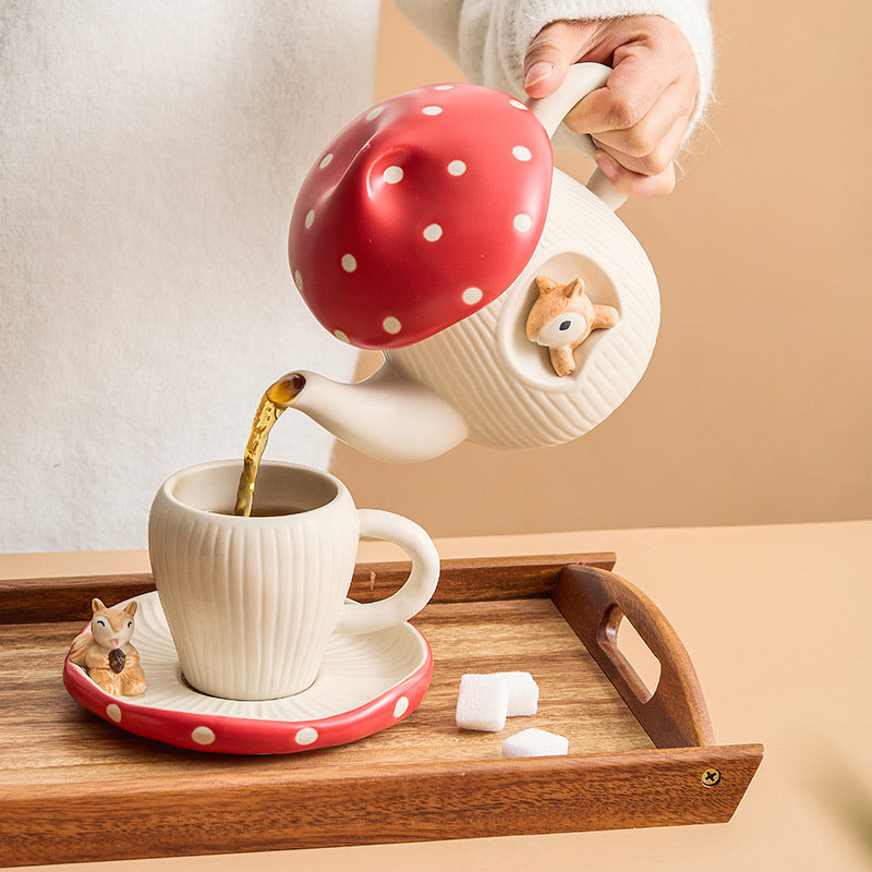 Mushroom Ceramic Tea Kettle Coffee Set Main image