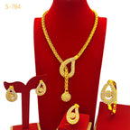 Best-selling Dubai Bride 24k Gold-plated Necklace Bracelet Earring Ring Four-piece Set